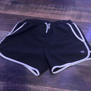 Black and white, champion shorts, worn